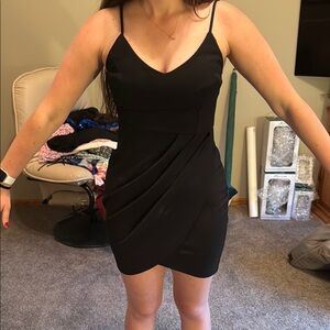 Lulu's Black Bodycon Mini Dress Spaghetti Strap V-Neck
